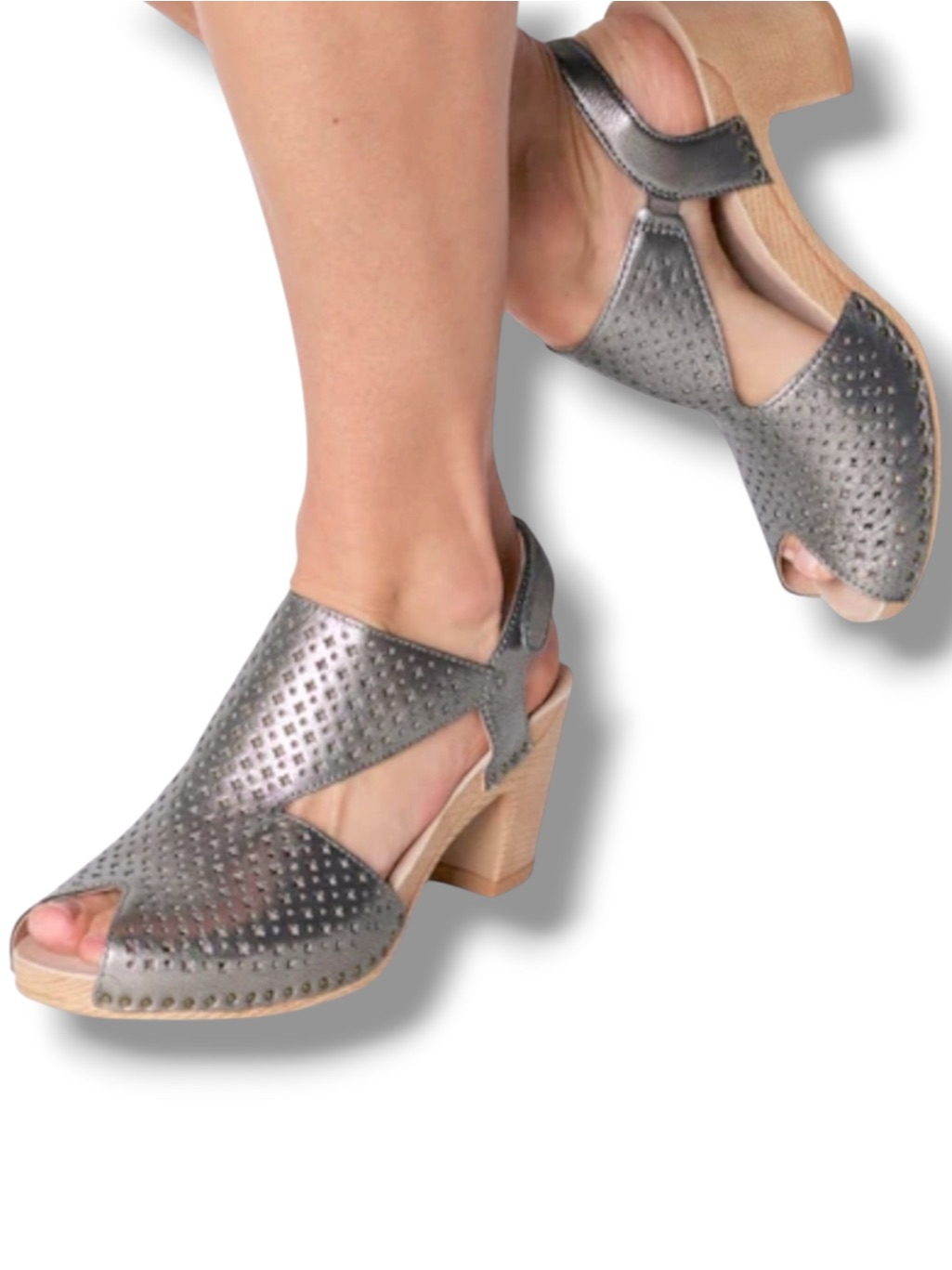 Dansko Teagan Perforated Laser Cut Leather Shoes Sandals Gunmetal 42 Us 11-11.5